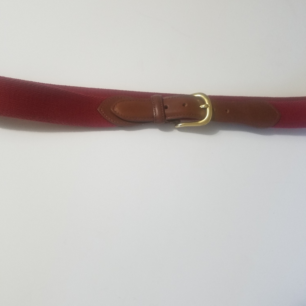 NWT Coach mens web belt with leather tabs